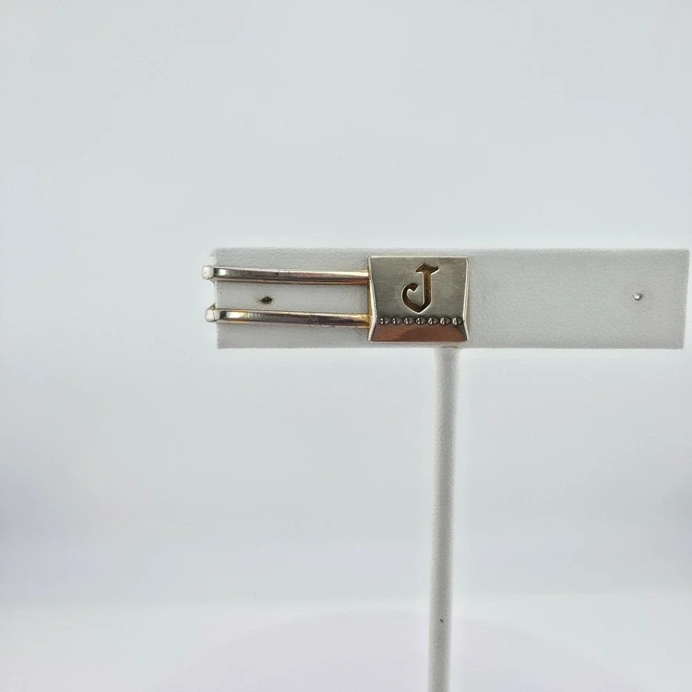 Vtg HICKOK USA Initial 'J' Tie Clip Tie Bar Tie Clasp Men's Silver & Gold Tone